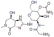 CAS#: 63663-79-6， (3aS)-2-[[2-[(Aminoacetyl)Methylamino]-4-O-Aminocarbonyl-2-Deoxy-beta-D-Glucopyranosyl]Amino]-1,3abeta,5,6,7,7aalpha-Hexahydro-7beta-Hydroxy-5-Methyl-4H-Imidazo[4,5-c]Pyridin-4-One