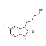 structure of CAS# 637341-60-7, 5-Fluoro-3-(4-hydroxybutyl)-1,3-dihydro-2H-indol-2-one;5-Fluoro-3-(4-hydroxybut-1-yl)-1,3-dihydroindol-2-one;5-Fluoro-3-(4-hydroxybut-1-yl)-2-oxindole;5-Fluoro-3-(4-hydroxybutyl)-1,3-dihydroindol-2-one