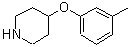 structure of CAS# 63843-46-9, 4-(3-Methylphenoxy)Piperidine;4-(m-Tolyloxy)piperidine;4-M-TOLYLOXY-PIPERIDINE;MFCD06248345