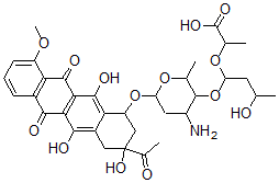 CAS#: 64253-72-1， (8S)-8-Acetyl-10alpha-[[3-Amino-4-O-[1-(1-Carboxyethoxy)-3-Hydroxybutyl]-2,3,6-Trideoxy-alpha-L-Lyxo-Hexopyranosyl]Oxy]-7,8,9,10-Tetrahydro-6,8,11-Trihydroxy-1-Methoxy-5,12-Naphthacenedione