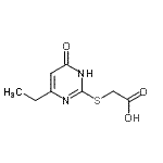 structure of CAS# 643749-97-7, [(4-Ethyl-6-oxo-1,6-dihydro-2-pyrimidinyl)sulfanyl]acetic acid;[(4-ethyl-6-oxo-1,6-dihydropyrimidin-2-yl)thio]acetic acid;2-((4-ethyl-6-hydroxypyrimidin-2-yl)thio)acetic acid