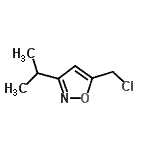 structure of CAS# 64988-71-2, 5-(Chloromethyl)-3-isopropyl-1,2-oxazole;5-(chloromethyl)-3-(methylethyl)isoxazole;5-(chloromethyl)-3-(propan-2-yl)-1,2-oxazole;5-(Chloromethyl)-3-isopropylisoxazole