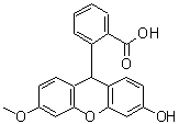 structure of CAS# 65144-30-1, 2-(3-Hydroxy-6-methoxy-9H-xanthen-9-yl)benzoic acid;2-(3-hydroxy-6-methoxy-9H-xanthen-9-yl)benzoic acid;2-(3-hydroxy-6-methoxyxanthen-9-yl)benzoic acid;3-O-Methylfluorescein