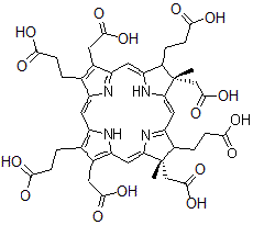 CAS#: 65207-12-7， (7S,8S,12S,13S)-3,8,13,17-Tetrakis(carboxymethyl)-8,13-dimethyl-7,8,12,13-tetrahydroporphyrin-2,7,12,18-tetrapropionic acid