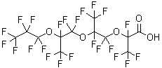 structure of CAS# 65294-16-8, 2,3,3,3-Tetrafluoro-2-[1,1,2,3,3,3-Hexafluoro-2-[1,1,2,3,3,3-Hexafluoro-2-(1,1,2,2,3,3,3-Heptafluoropropoxy)Propoxy]Propoxy]-Propanoic Acid;Perfluoro-2,5-Dimethyl-3,6-Dioxa-8-Propoxynonanoic Acid;Perfluoro-(2,5,8-Trimethyl-3,6,9-Trioxadodecanoic)Acid;PERFLUORO(2,5,8-TRIMETHYL-3,6,9-TRIOXADECANOIC) ACID