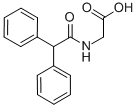 structure of CAS# 65707-74-6, N-Diphenylacetylglycine;2-[[1-Oxo-2,2-Di(Phenyl)Ethyl]Amino]Acetic Acid;2-[2,2-Di(Phenyl)Ethanoylamino]Ethanoic Acid;Mls000714735