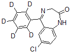 structure of CAS# 65891-80-7, 7-Chloro-1,3-Dihydro-5-(Phenyl-D5)-2H-1,4-Benzodiazepin-2-One;Nordiazepam-D5  Solution,  7-Chloro-1,3-Dihydro-5-(Phenyl-D5)-2H-1,4-Benzodiazepin-2-One  Solution;2H-1,4-Benzodiazepin-2-One, 7-Chloro-1,3-Dihydro-5-(Phenyl-D5)-;7-CHLORO-1,3-DIHYDRO-5-[PHENYL-D5]-2H-1,4-BENZODIAZEPIN-2-ONE