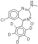 CAS#: 65891-81-8， 7-Chloro-N-methyl-5-(<sup>2</sup>H<sub>5</sub>)phenyl-3H-1,4-benzodiazepin-2-amine 4-oxide