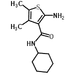 structure of CAS# 667412-67-1, 2-Amino-N-cyclohexyl-4,5-dimethyl-3-thiophenecarboxamide;(2-amino-4,5-dimethyl(3-thienyl))-N-cyclohexylcarboxamide;2-amino-N-[4-(benzyloxy)phenyl]benzamide;2-amino-N-cyclohexyl-4,5-dimethyl-3-thiophenecarboxamide