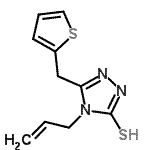 structure of CAS# 667435-98-5, 4-Allyl-5-(2-thienylmethyl)-4H-1,2,4-triazole-3-thiol;4-(prop-2<wbr>-en-1-yl)<wbr>-5-(thiop<wbr>hen-2-ylm<wbr>ethyl)-4H<wbr>-1,2,4-tr<wbr>iazole-3-<wbr>thiol;4-Allyl-5-(thien-2-ylmethyl)-4H-1,2,4-triazole-3-thiol;4-Allyl-5-thiophen-2-ylmethyl-4H-[1,2,4]triazole-3-thiol