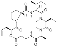 structure of CAS# 6686-70-0, Destruxin A;3-Allyl-13-Isopropyl-10,11,14-Trimethyl-16-Sec-Butyl-4-Oxa-1,8,11,14,17-Pentazabicyclo[17.3.0]Docosane-2,5,9,12,15,18-Hexone;3-Allyl-13-Isopropyl-10,11,14-Trimethyl-16-Sec-Butyl-4-Oxa-1,8,11,14,17-Pentazabicyclo[17.3.0]Docosane-2,5,9,12,15,18-Triquinone;Nsc361126