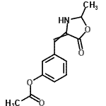 structure of CAS# 66866-71-5, 3-[(2-Methyl-5-oxo-1,3-oxazolidin-4-ylidene)methyl]phenyl acetate