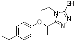 structure of CAS# 669708-91-2, 4-Ethyl-5-[1-(4-ethylphenoxy)ethyl]-4H-1,2,4-triazole-3-thiol;4-ethyl-5-[(4-ethylphenoxy)ethyl]-1,2,4-triazole-3-thiol;4-Ethyl-5<wbr>-[1-(4-et<wbr>hyl-pheno<wbr>xy)-ethyl<wbr>]-4H-[1,2<wbr>,4]triazo<wbr>le-3-thiol;4-ethyl-5<wbr>-[1-(4-et<wbr>hylphenox<wbr>y)ethyl]-<wbr>4H-1,2,4-<wbr>triazol-3<wbr>-yl hydro<wbr>sulfide