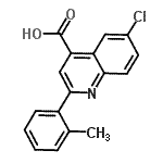 structure of CAS# 669726-49-2, 6-Chloro-2-(2-methylphenyl)-4-quinolinecarboxylic acid;6-Chloro-2-(2-methylphenyl)quinoline-4-carboxylic acid;6-CHLORO-2-(2-METHYLPHENYL)QUINOLINE-4-CARBOXYLICACID;MFCD03420099