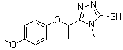 structure of CAS# 669737-44-4, 5-[1-(4-Methoxyphenoxy)ethyl]-4-methyl-4H-1,2,4-triazole-3-thiol;5-[(4-methoxyphenoxy)ethyl]-4-methyl-1,2,4-triazole-3-thiol;5-[1-(4-M<wbr>ethoxyphe<wbr>noxy)ethy<wbr>l]-4-meth<wbr>yl-4H-1,2<wbr>,4-triazo<wbr>le-3-thiol;MFCD04054749