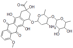 CAS#: 67441-26-3， 9-Acetyl-7-[4-amino-5-(4,5-dihydroxy-6-methyloxan-2-yl)oxy-6-methyloxan-2-yl]oxy-6,9,11-trihydroxy-4-methoxy-8,10-dihydro-7H-tetracene-5,12-dione