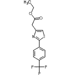 structure of CAS# 680215-92-3, Ethyl {2-[4-(trifluoromethyl)phenyl]-1,3-thiazol-4-yl}acetate;4-Phenyl-5-(trifluoromethyl)thiophene-3-sulphonylchloride;Ethyl 2-{<wbr>2-[4-(tri<wbr>fluoromet<wbr>hyl)pheny<wbr>l]-1,3-th<wbr>iazol-4-y<wbr>l}acetate;ethyl-2-{<wbr>2-[4-(tri<wbr>fluoromet<wbr>hyl)pheny<wbr>l]-1,3-th<wbr>iazol-4-y<wbr>l}acetate