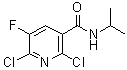 structure of CAS# 680217-86-1, 2,6-Dichloro-5-fluoro-N-isopropylnicotinamide;(2,6-dich<wbr>loro-5-fl<wbr>uoro(3-py<wbr>ridyl))-N<wbr>-(methyle<wbr>thyl)carb<wbr>oxamide;MFCD01765488;ZINC00166928