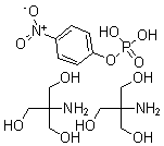structure of CAS# 68189-42-4, 4-Nitrophenyl phosphate di(tris(hydroxymethyl)methylamine) salt;Phosphoric Acid, Mono(4-Nitrophenyl) Ester, Compd. With 2-Amino-2-(Hydroxymethyl)-1,3-Propanediol (1:2);P-Nitrophenyl Dihydrogen Phosphate, Compound With 2-Amino-2-(Hydroxymethyl)Propane-1,3-Diol (1:2);P-Nitrophenyl Phosphate Di(Tris(Hydroxymethyl)Methylamine) Salt