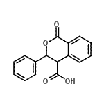 structure of CAS# 68204-74-0, 1-Oxo-3-phenyl-3,4-dihydro-1H-isochromene-4-carboxylic acid;1-Oxo-3-phenyl-3,4-dihydro-1H-isochromene-4-carboxylic acid;1-OXO-3-PHENYL-3,4-DIHYDRO-1H-ISOCHROMENE-4-CARBOXYLICACID;1-oxo-3-phenylisochroman-4-carboxylic acid