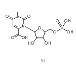 structure of CAS# 68244-58-6, 2,6-Dioxo-3-(5-O-phosphonopentofuranosyl)-1,2,3,6-tetrahydro-4-pyrimidinecarboxylic acid - sodium (1:1);Orotidine 5'-monophosphate trisodium salt