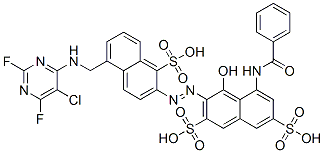 CAS#: 68413-52-5， 5-(Benzoylamino)-3-[[5-[[(5-Chloro-2,6-Difluoro-4-Pyrimidinyl)Amino]Methyl]-1-Sulpho-2-Naphthyl]Azo]-4-Hydroxynaphthalene-2,7-Disulphonic Acid