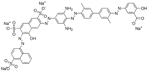 CAS#: 68631-12-9， Tetrasodium 5-[[4'-[[2,6-Diamino-4-[[8-Hydroxy-3,6-Disulphonato-7-[(4-Sulphonato-1-Naphthyl)Azo]-2-Naphthyl]Azo]Phenyl]Azo]-3,3'-Dimethyl[1,1'-Biphenyl]-4-Yl]Azo]Salicylate