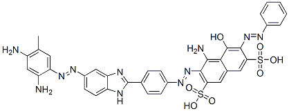 CAS#: 68957-65-3， 4-Amino-3-[[4-[5-[(2,4-Diamino-5-Methylphenyl)Azo]-1H-Benzimidazol-2-Yl]Phenyl]Azo]-5-Hydroxy-6-(Phenylazo)-2,7-Naphthalenedisulfonic Acid