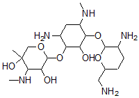 CAS#: 69375-05-9， 4-O-(2,6-Diamino-2,3,4,6-Tetradeoxy-alpha-D-Erythro-Hexopyranosyl)-6-O-(4-C-Methyl-3-Methylamino-3-Deoxy-beta-D-Arabino-Pentopyranosyl)-N'-Methyl-2-Deoxy-D-Streptamine
