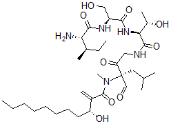 CAS#: 69639-47-0， (3R)-N-[(3R)-1-[[(2S,3S)-2-[[(2S)-2-[[(2S,3R)-2-Amino-3-methylpentanoyl]amino]-3-hydroxypropanoyl]amino]-3-hydroxybutanoyl]amino]-3-formyl-5-methyl-2-oxohexan-3-yl]-3-hydroxy-N-methyl-2-methylideneundecanamide