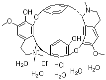 structure of CAS# 6989-98-6, (+)-Tubocurarine chloride hydrochloride pentahydrate;D-Tubocurarine Chloride Pentahydrate;93750_Fluka;D02207