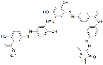 CAS#: 70210-44-5， Sodium 5-[[3-[[5-[[4-[[[4-[(4,5-Dihydro-3-Methyl-5-Oxo-1H-Pyrazol-4-Yl)Azo]Phenyl]Amino]Carbonyl]Phenyl]Azo]-2,4-Dihydroxyphenyl]Azo]-4-Hydroxyphenyl]Azo]Salicylate