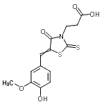 结构式 CAS# 7025-18-5, 3-[5-(4-羟基-3-甲氧基苄亚基)-4-氧代-2-硫代-1,3-噻唑烷-3-基]丙酸