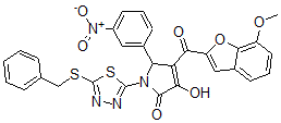 CAS#: 7050-44-4， 1-(5-Benzylsulfanyl-1,3,4-thiadiazol-2-yl)-4-hydroxy-3-(7-methoxy-1-benzofuran-2-carbonyl)-2-(3-nitrophenyl)-2H-pyrrol-5-one