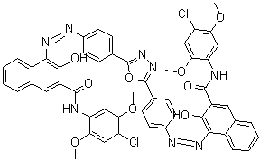 CAS#: 70621-24-8， 4,4'-{1,3,4-Oxadiazole-2,5-diylbis[4,1-phenylene(Z)-2,1-diazenediyl]}bis[N-(4-chloro-2,5-dimethoxyphenyl)-3-hydroxy-2-naphthamide]