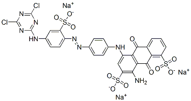 CAS 登录号：70865-34-8， 三钠8-氨基-5-[[4-[[4-[(4,6-二氯-1,3,5-三嗪-2-基)氨基]-2-磺酸基苯基]偶氮]苯基]氨基]-9,10-二氢-9,10-二氧代蒽-1,7-二磺酸盐