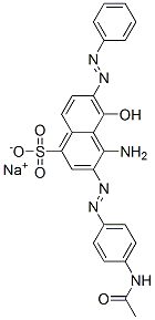 CAS 登录号：71002-19-2， 3-[(4-乙酰氨基苯基)偶氮]-4-氨基-5-羟基-6-(苯基偶氮)萘-1-磺酸钠