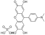 结构式 CAS# 71501-19-4, 9-(4'-二甲胺苯基)-2,6,7-三羟基荧光酮硫酸盐