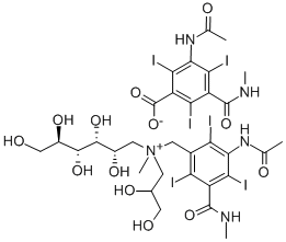 CAS#: 71746-20-8， N-(3-Acetamido-5-(methylcarbamoyl)-2,4,6-triiodobenzyl)-N-(2,3-dihydroxypropyl)-N-methyl-, (3-acetamido-5-methylcarbamoyl-2,4,6-triiodo)-D-Glucammonium benzoate