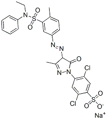 CAS#: 71873-38-6， Sodium 2,5-Dichloro-4-[4-[[3-[(Ethylphenylamino)Sulphonyl]-p-Tolyl]Azo]-4,5-Dihydro-3-Methyl-5-Oxo-1H-Pyrazol-1-Yl]Benzenesulphonate