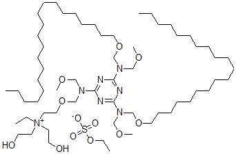CAS#: 72102-72-8， 2-[[[4,6-Bis(Icosoxymethyl-(Methoxymethyl)Amino)-1,3,5-Triazin-2-Yl]-(Methoxymethyl)Amino]Methoxy]Ethyl-Ethyl-Bis(2-Hydroxyethyl)Azanium Ethyl Sulfate