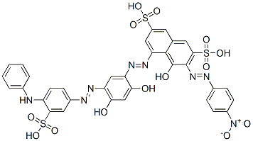 CAS#: 72138-99-9， (3Z)-5-[[(3Z)-6-Hydroxy-4-Oxo-3-[[4-(Phenylamino)-3-Sulfophenyl]Hydrazinylidene]-1-Cyclohexa-1,5-Dienyl]Diazenyl]-3-[(4-Nitrophenyl)Hydrazinylidene]-4-Oxonaphthalene-2,7-Disulfonic Acid