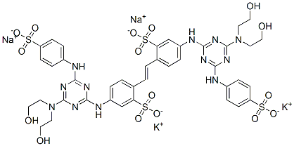 CAS#: 72187-40-7， 4,4'-Bis[[4-[Bis(2-Hydroxyethyl)Amino]-6-[(4-Sulphophenyl)Amino]-1,3,5-Triazin-2-Yl]Amino]Stilbene-2,2'-Disulphonic Acid Potassium Sodium Salt