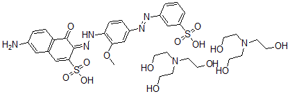 CAS#: 72208-31-2， 7-Amino-4-Hydroxy-3-[[2-Methoxy-4-[(3-Sulfophenyl)Azo]Phenyl]Azo]-2-Naphthalenesulfonic Acid, Compd. With 2,2',2''-Nitriloethanol(1:2)