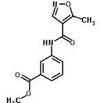CAS#: 724430-95-9， Methyl 3-{[(5-methyl-1,2-oxazol-4-yl)carbonyl]amino}benzoate
