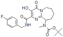 CAS#: 724446-08-6， N-[2-[[[(4-Fluorophenyl)methyl]amino]carbonyl]-4,6,7,8,9,10-hexahydro-3-hydroxy-4-oxopyrimido[1,2-a]azepin-10-yl]-N-methyl-Carbamic acid 1,1-dimethylethyl ester
