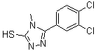 structure of CAS# 725217-53-8, 5-(3,4-Dichlorophenyl)-4-methyl-4H-1,2,4-triazole-3-thiol;5-(3,4-dichlorophenyl)-4-methyl-1,2,4-triazole-3-thiol;5-(3,4-Dichlorophenyl)-4-methyl-4H-1,2,4-triazole-3-thiol;MFCD01940420
