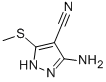 structure of CAS# 72760-85-1, 3-Amino-5-(Methylthio)-1H-Pyrazole-4-Carbonitrile;3-Amino-5-(Methylthio)-2H-Pyrazole-4-Carbonitrile;Asn 12371813;Stk009133