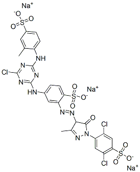 CAS#: 72829-26-6， Trisodium 2,5-Dichloro-4-[4-[5-[[4-Chloro-6-[(2-Methyl-4-Sulfonatophenyl)Amino]-1,3,5-Triazin-2-Yl]Amino]-2-Sulfonatophenyl]Diazenyl-3-Methyl-5-Oxo-4H-Pyrazol-1-Yl]Benzenesulfonate