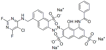 CAS#: 72894-29-2， 5-(Benzoylamino)-3-[[5-[[(5-Chloro-2,6-Difluoro-4-Pyrimidinyl)Amino]Methyl]-1-Sulfo-2-Naphthalenyl]Azo]-4-Hydroxy-2,7-Naphthalenedisulfonic Acid Trisodium Salt